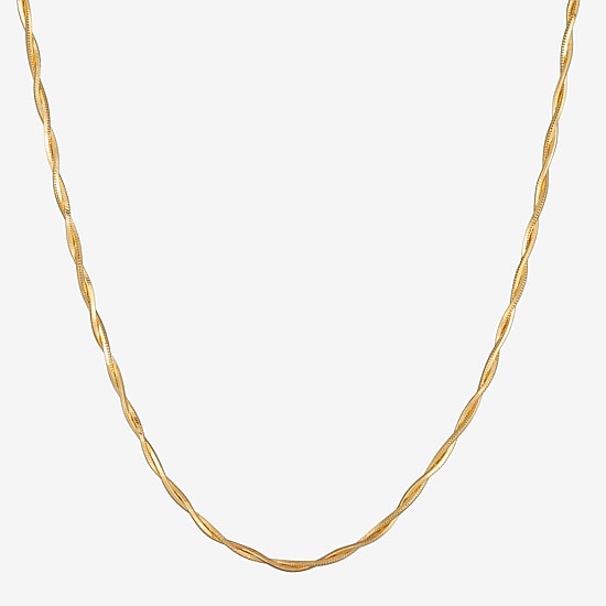 Made in Italy Womens 24K Gold Over Silver 20 Inch Braid Chain Necklace