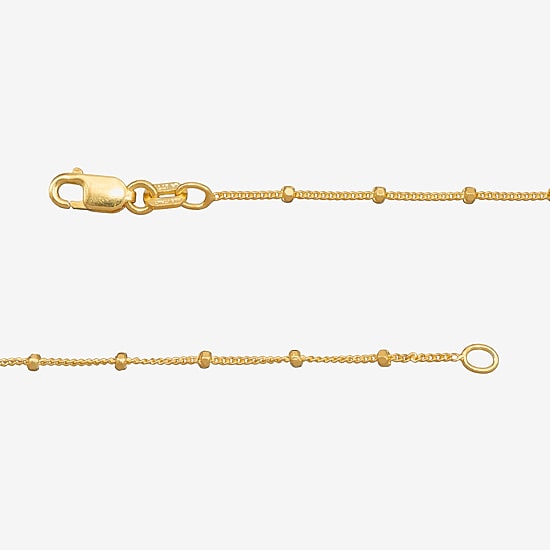 Made in Italy Womens 24K Gold Over Silver 9 1/2 Inch Solid Curb Ankle Bracelet