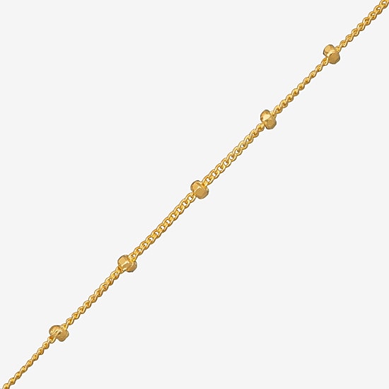 Made in Italy Womens 24K Gold Over Silver 9 1/2 Inch Solid Curb Ankle Bracelet