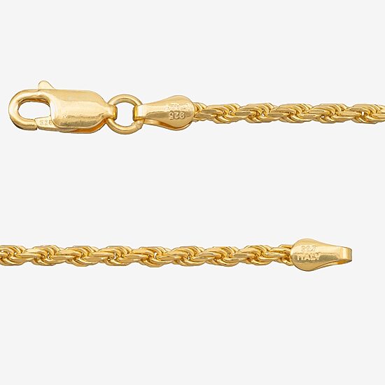 Made in Italy Mens 24K Gold Over Silver 7.5 Inch Solid Rope Chain Bracelet