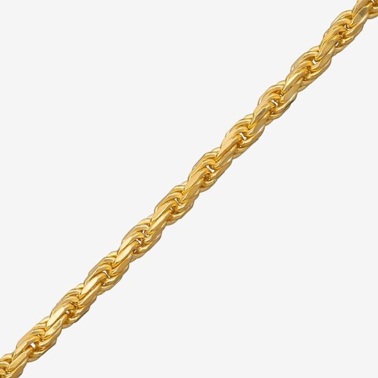 Made in Italy Mens 24K Gold Over Silver 7.5 Inch Solid Rope Chain Bracelet