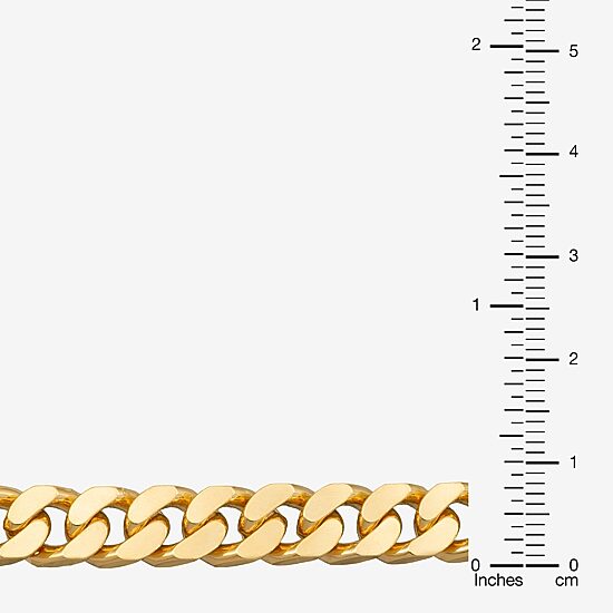 Made in Italy Mens 24K Gold Over Silver 8 1/2 Inch Solid Curb Chain Bracelet