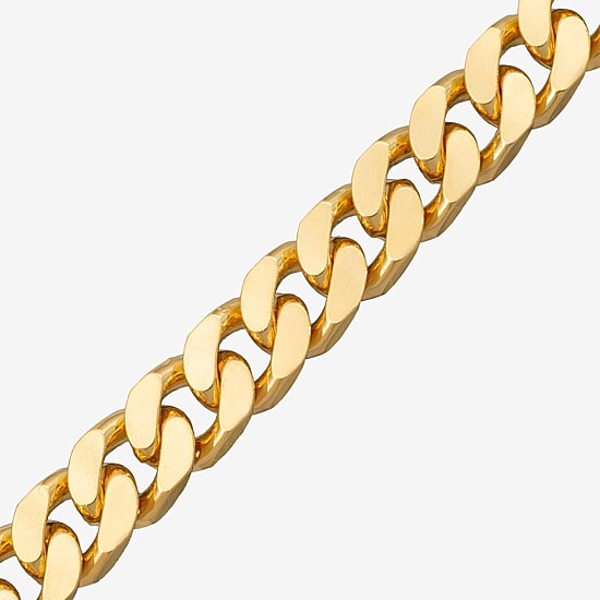 Made in Italy Mens 24K Gold Over Silver 8 1/2 Inch Solid Curb Chain Bracelet