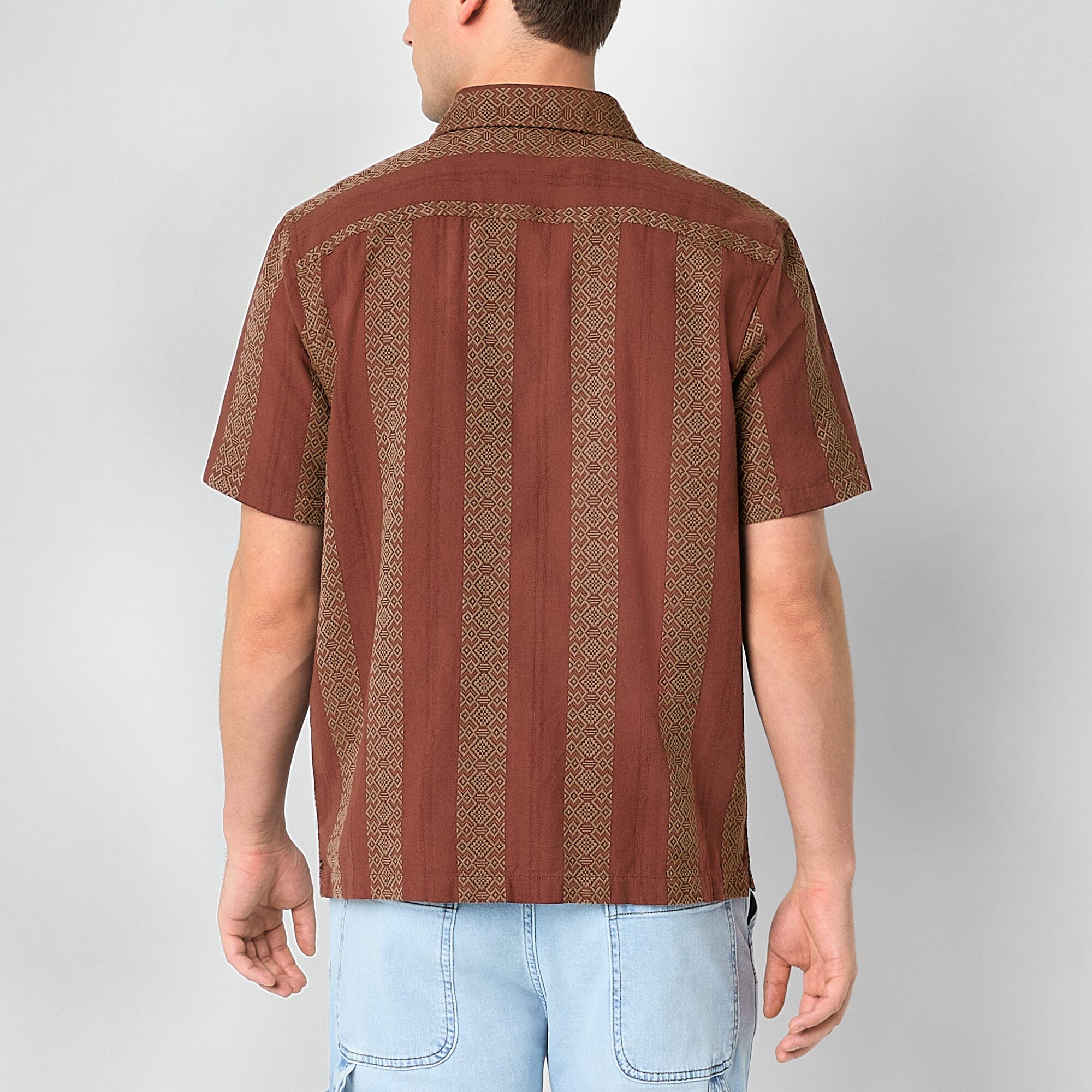 mutual weave Mens Short Sleeve Camp Shirt