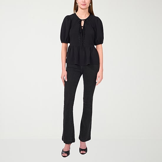 Sam And Jess Womens Short Sleeve Bow Front Blouse
