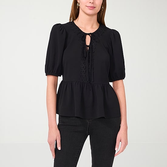 Sam And Jess Womens Short Sleeve Bow Front Blouse