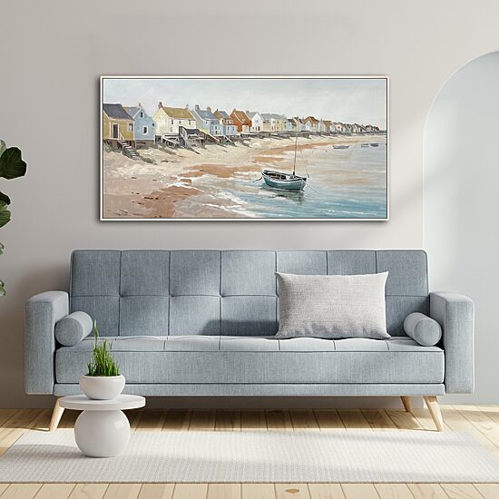 Streamline Art Coastal Village Framed Canvas Art