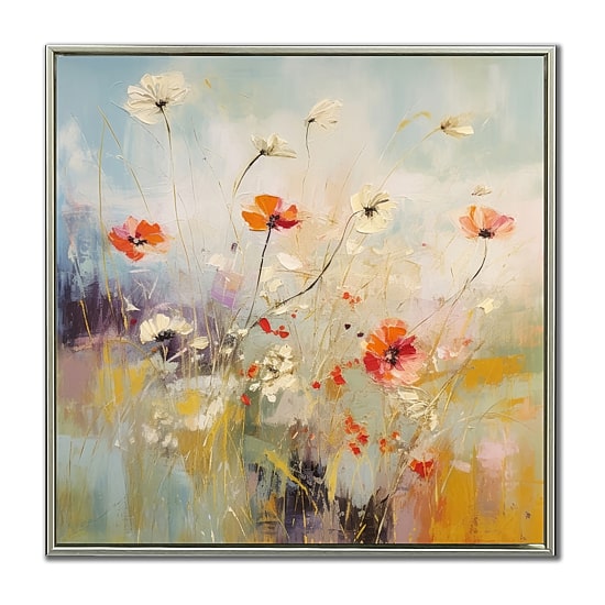 Streamline Art Blooms In The Meadow Ii Framed Canvas Art