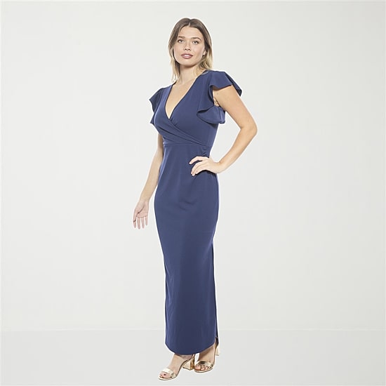 24seven Comfort Apparel Womens Short Sleeve Wrap Dress