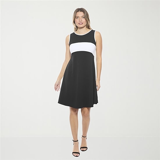 24seven Comfort Apparel Womens Round Neck Sleeveless Fit + Flare Dress