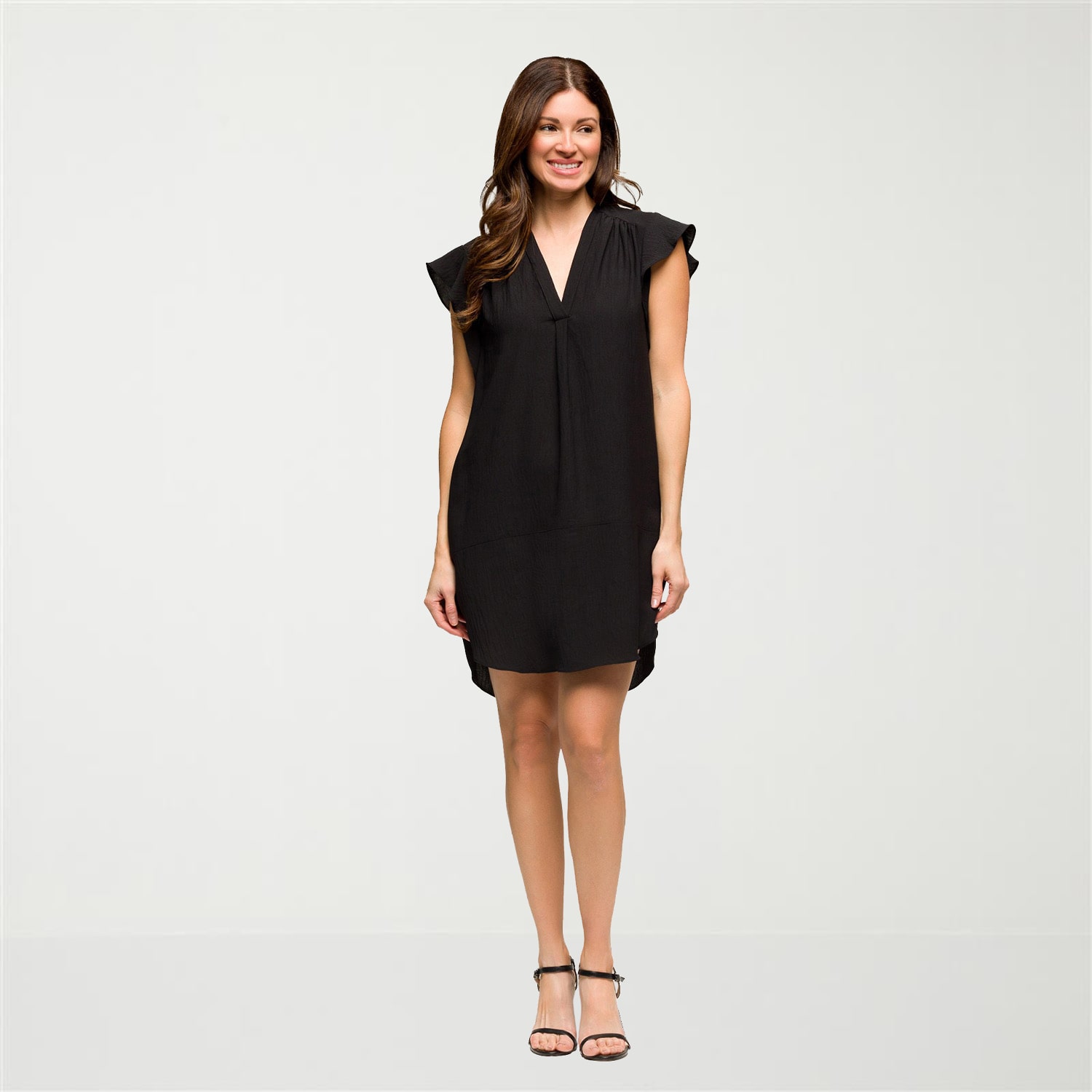 24seven Comfort Apparel Womens V Neck Short Sleeve Shift Dress