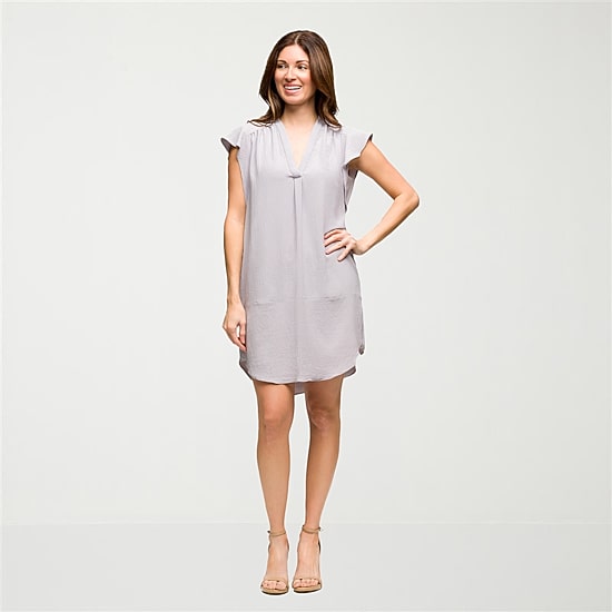 24seven Comfort Apparel Womens V Neck Short Sleeve Shift Dress