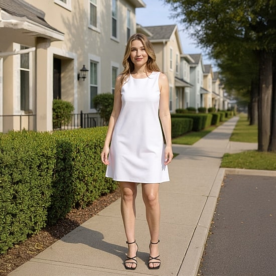 24seven Comfort Apparel Womens Round Neck Sleeveless Shift Dress