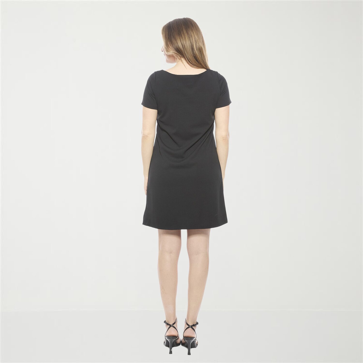 24seven Comfort Apparel Womens Round Neck Short Sleeve Shift Dress