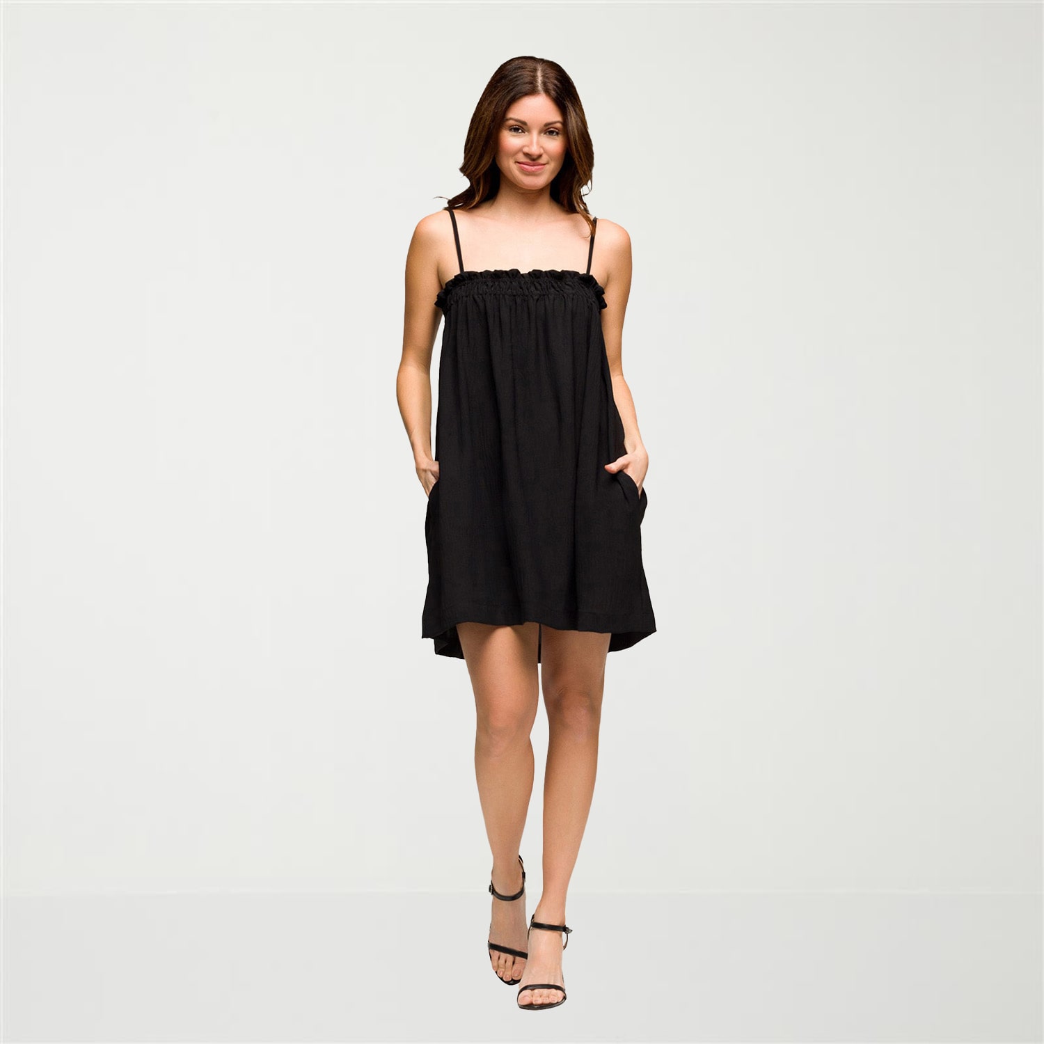 24seven Comfort Apparel Womens Square Neck Sleeveless Babydoll Dress