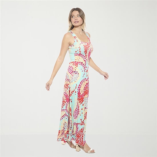 24seven Comfort Apparel Womens Scoop Neck Sleeveless Maxi Dress