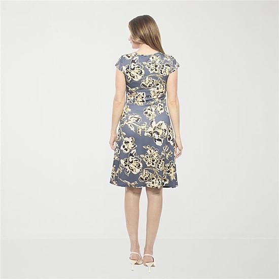 24seven Comfort Apparel Womens Short Sleeve Floral Wrap Dress