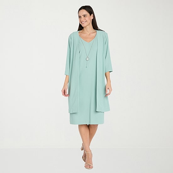 R & M Richards Womens Jacket Dress With Removable Necklace