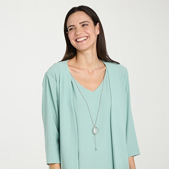 R & M Richards Womens Jacket Dress With Removable Necklace