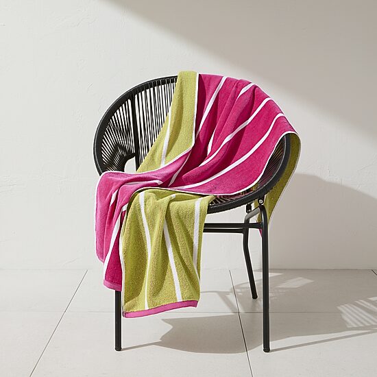Outdoor Oasis Cabana Stripe Double-sided Beach Towel, Color: Pink ...