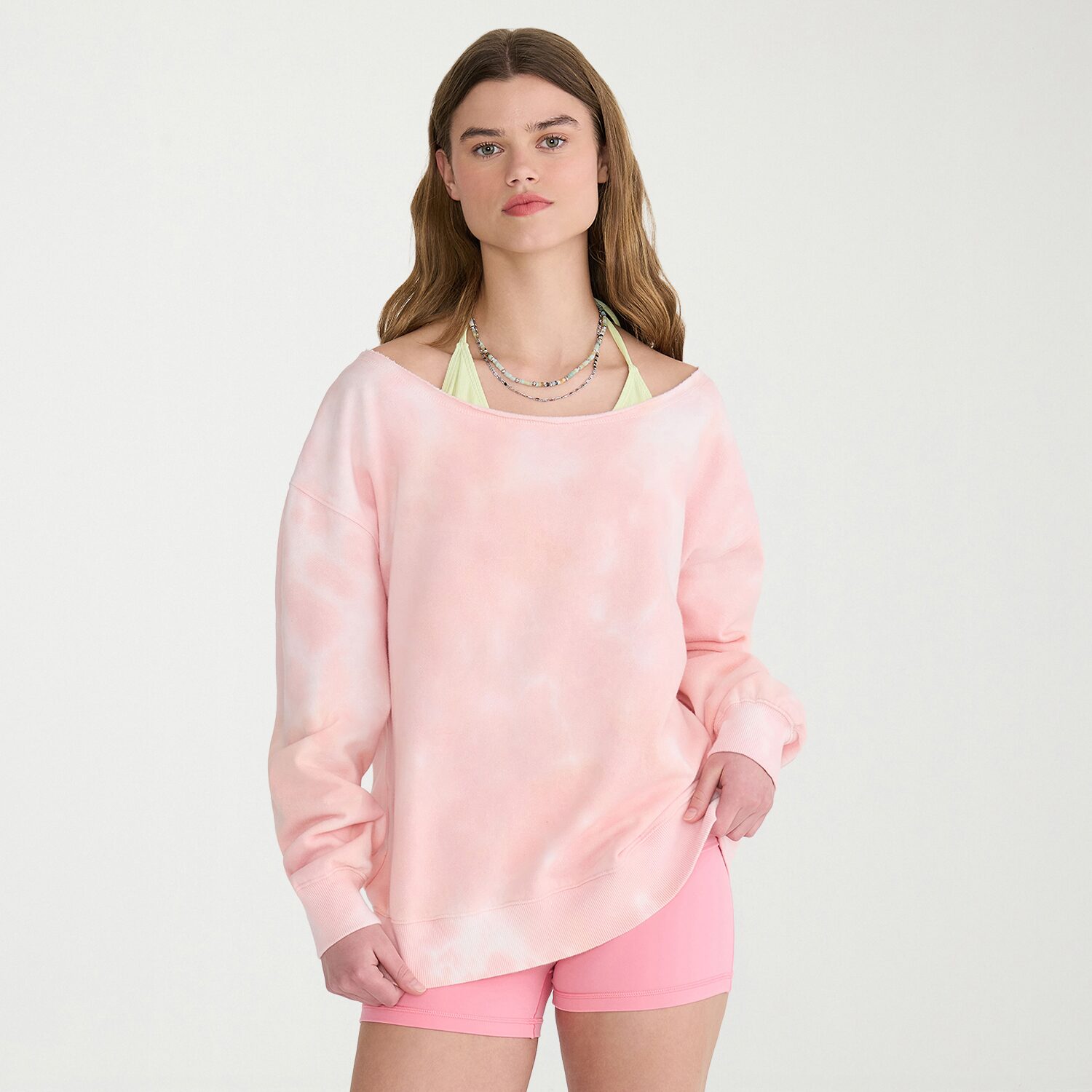AEROPOSTALE Womens Juniors Asymmetrical Neck Long Sleeve Sweatshirt