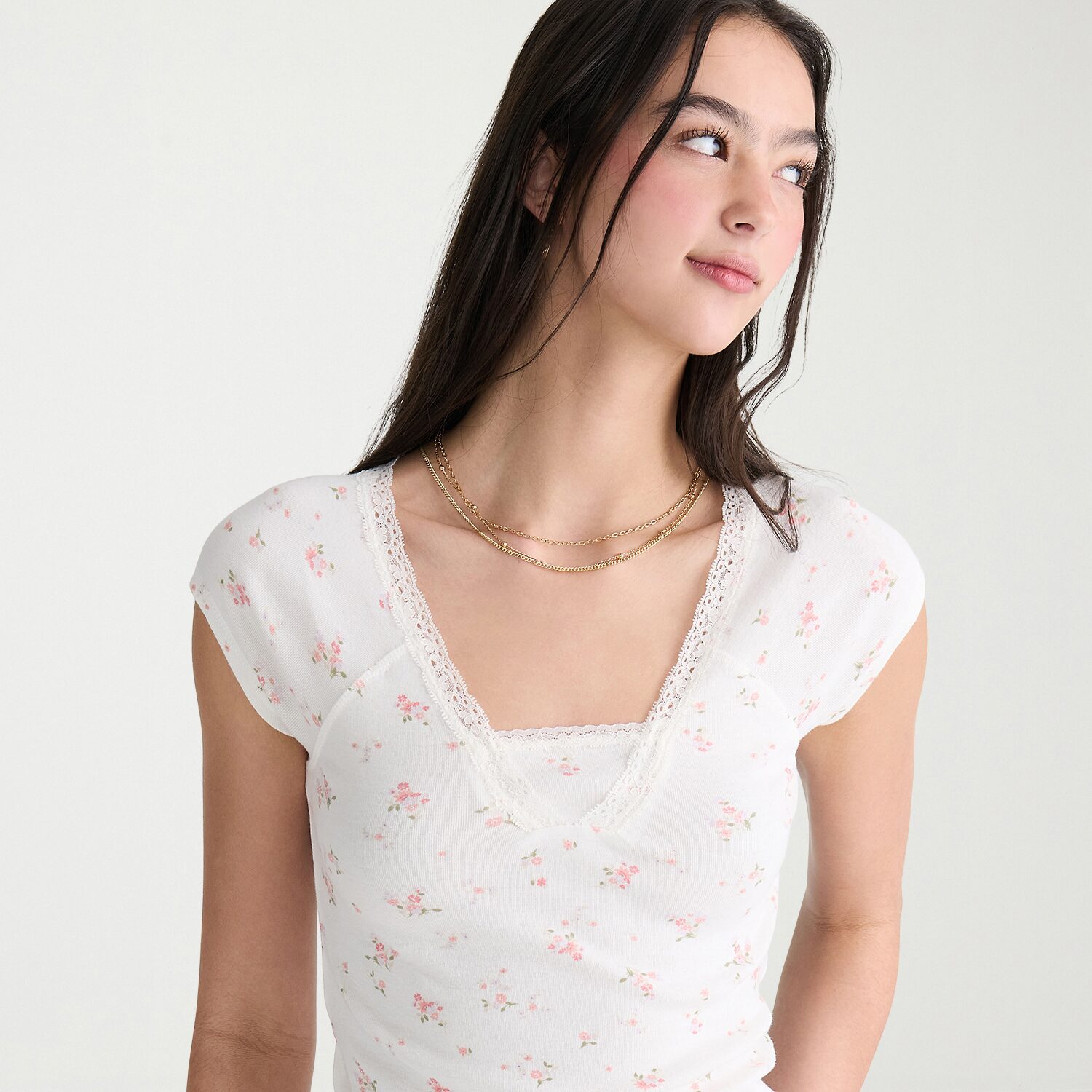 AEROPOSTALE Womens Juniors V Neck Short Sleeve T-Shirt