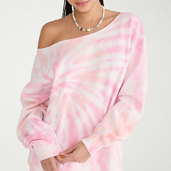 AEROPOSTALE Womens Juniors Asymmetrical Neck Long Sleeve Sweatshirt