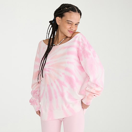 AEROPOSTALE Womens Juniors Asymmetrical Neck Long Sleeve Sweatshirt
