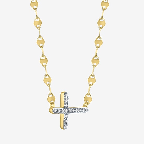 Religious Jewelry Yes, Please! Cross (G-H /Si2-I1) Womens Diamond Accent Lab Grown White Diamond Pure Silver Over Brass Cross 18 Inch Pendant Necklace
