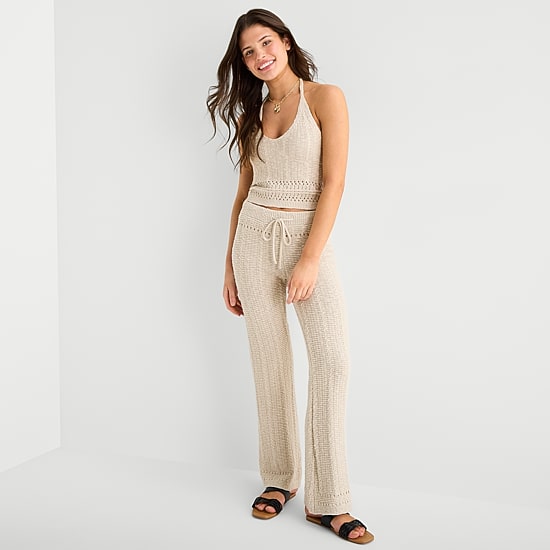 Arizona Womens Juniors Straight Low Rise Pull-On Pant