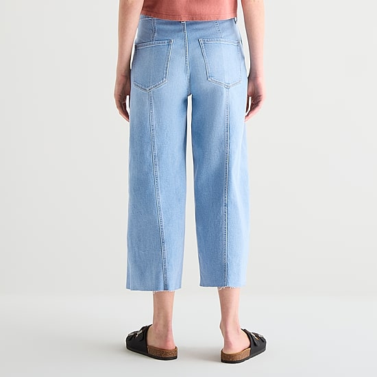 a.n.a Womens High Rise Frayed Hem Cropped Jean