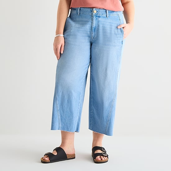 A.N.A Womens - Plus High Rise Frayed Hem Cropped Jean