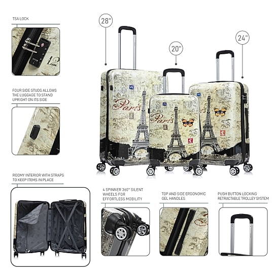 InUSA Prints Lightweight Hardside Spinner 3 Piece Set