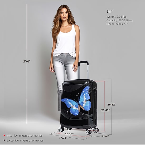 InUSA 24 Inch Hardside LIGHTWEIGHT Checked Spinner Luggage