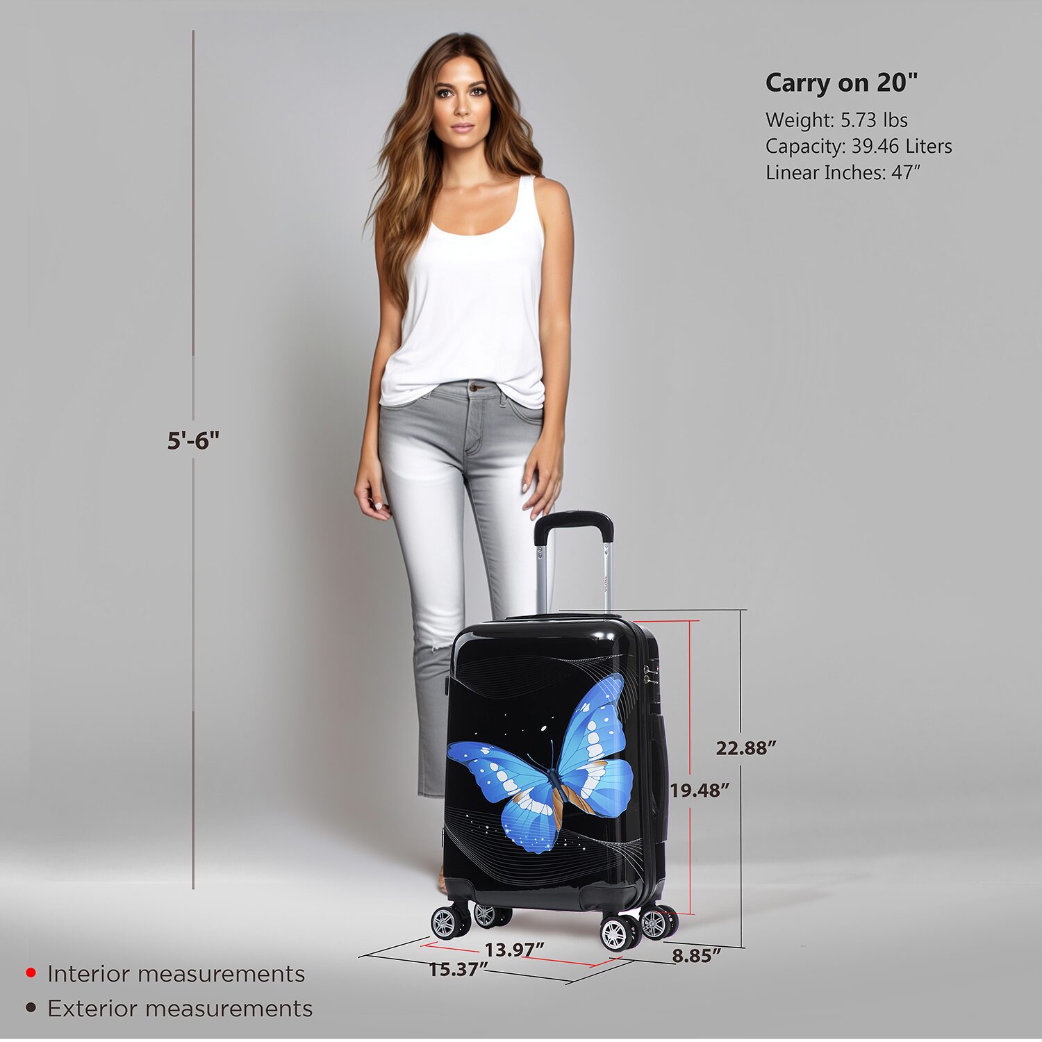InUSA 20 Inch Hardside LIGHTWEIGHT Carry-On Spinner Luggage