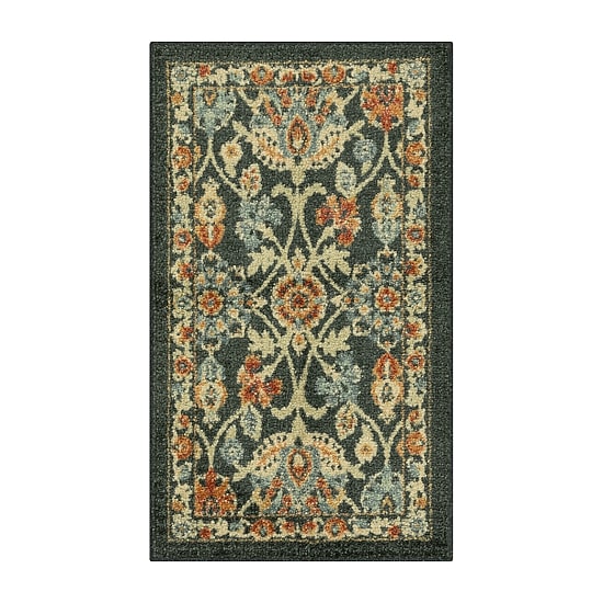 Maples Persian Navy Floral Indoor Rectangular Accent Rug
