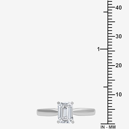 1 CT. Lab-Grown (G / SI2) Diamond Emerald-Cut Solitaire Engagement Ring in 10K or 14K Gold