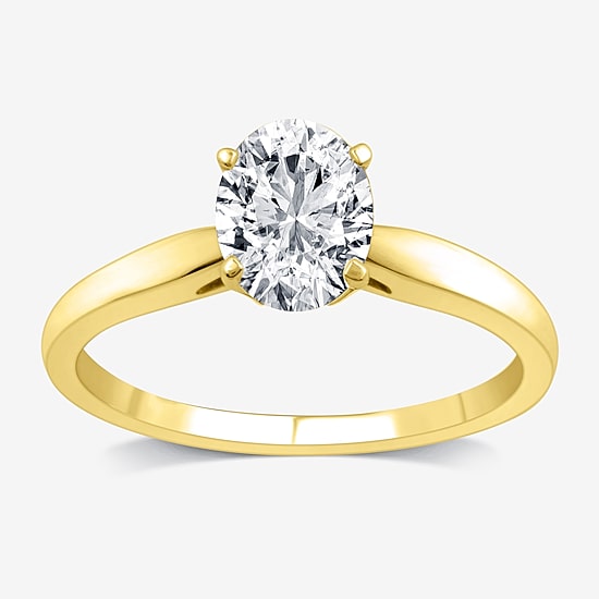 1 CT. Lab-Grown (G / SI2) Diamond Oval Solitaire Engagement Ring in 10K or 14K Gold