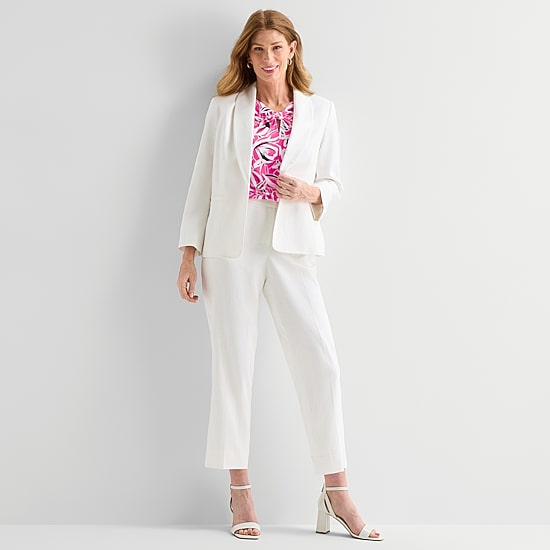 Black Label by Evan-Picone Linen Womens Classic Fit Suit Jacket
