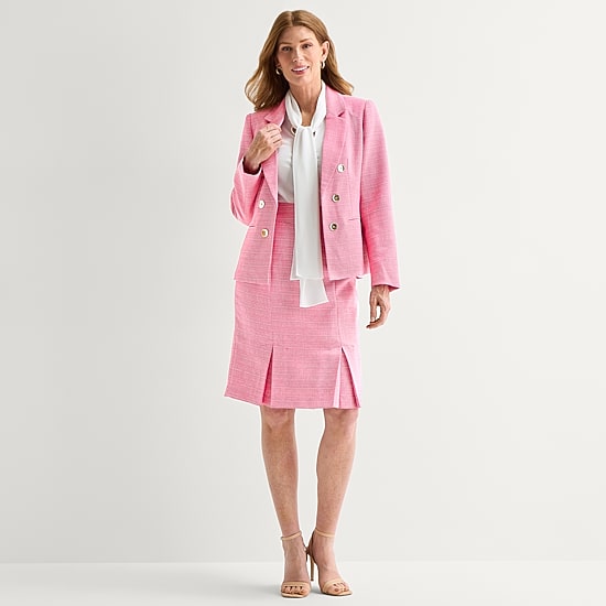 Black Label by Evan-Picone Tweed Womens Classic Fit Double Breasted Suit Jacket