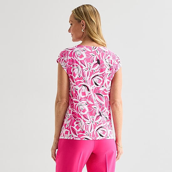 Black Label by Evan-Picone Womens Keyhole Neck Short Sleeve Blouse