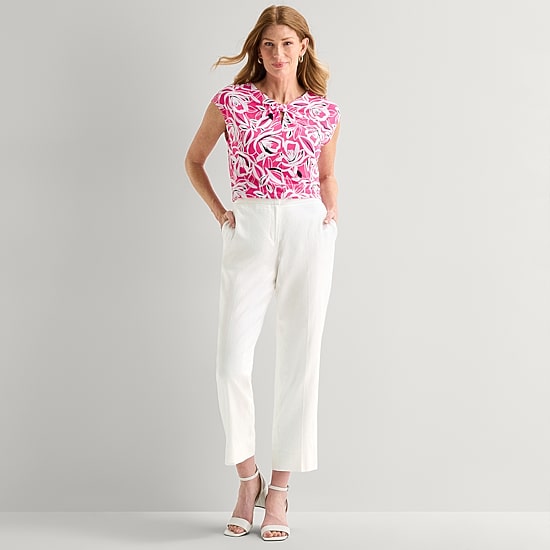 Black Label by Evan-Picone Linen Womens Classic Fit Straight Suit Pant