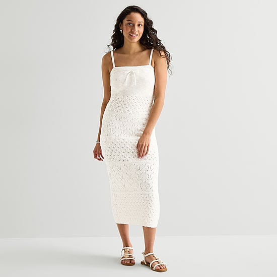 Arizona Womens Juniors Sleeveless Midi Sweater Dress