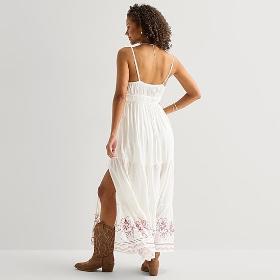 Arizona Womens Juniors Sweetheart Neck Sleeveless Maxi Dress