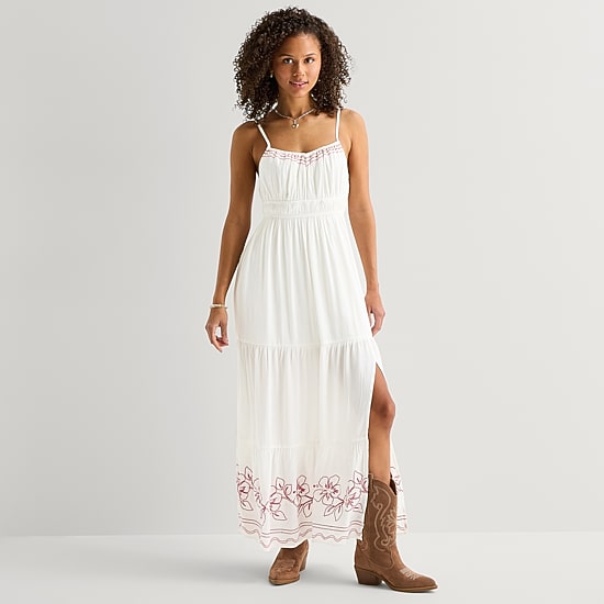 Arizona Womens Juniors Sweetheart Neck Sleeveless Maxi Dress