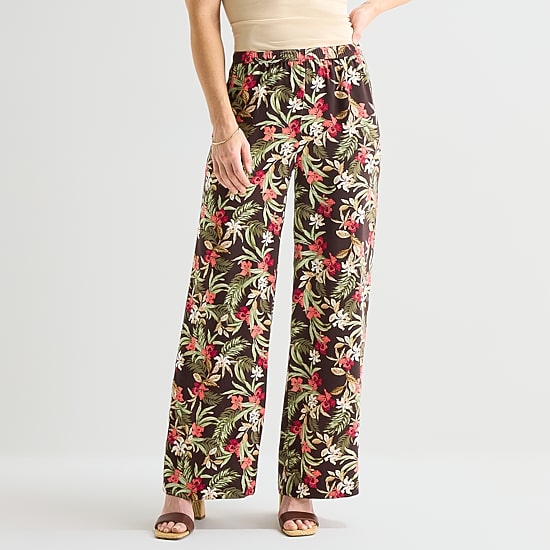 Liz Claiborne Womens Straight Mid Rise Pull-On Pant