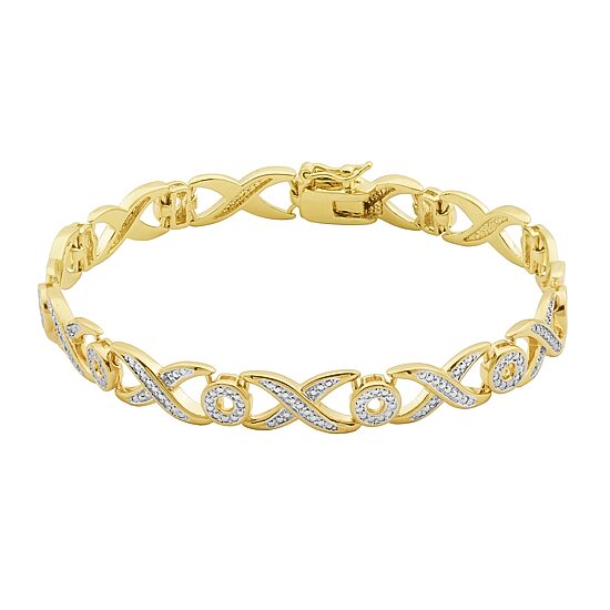 Sparkle Allure Womens Diamond Accent 18K Gold Over Brass 7.25 Inch Tennis Bracelet