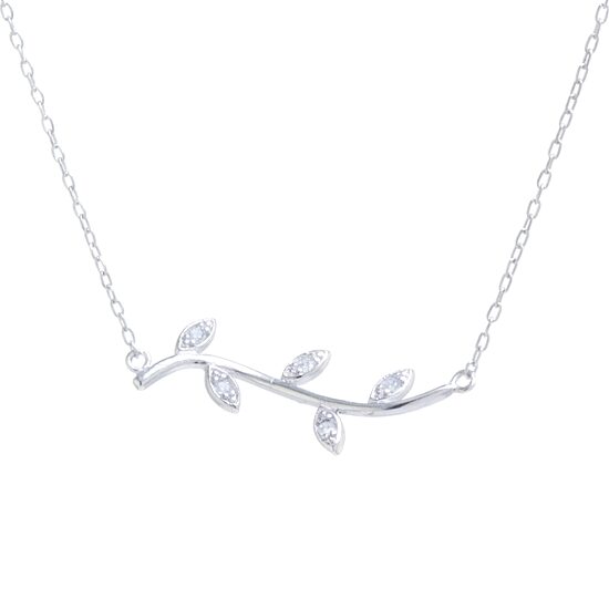 Silver Treasures Womens White Cubic Zirconia Sterling Silver 16 Inch Pendant Necklace