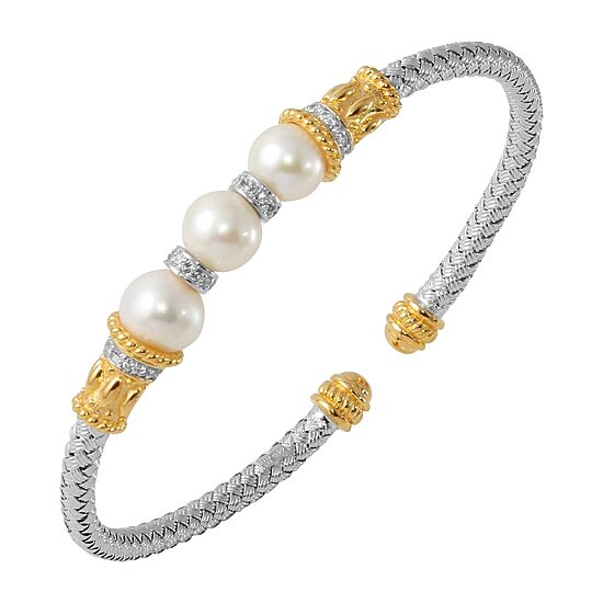 Paris 1901 By Charles Garnier Womens Cubic Zirconia 18K Gold Over Silver Cuff Bracelet