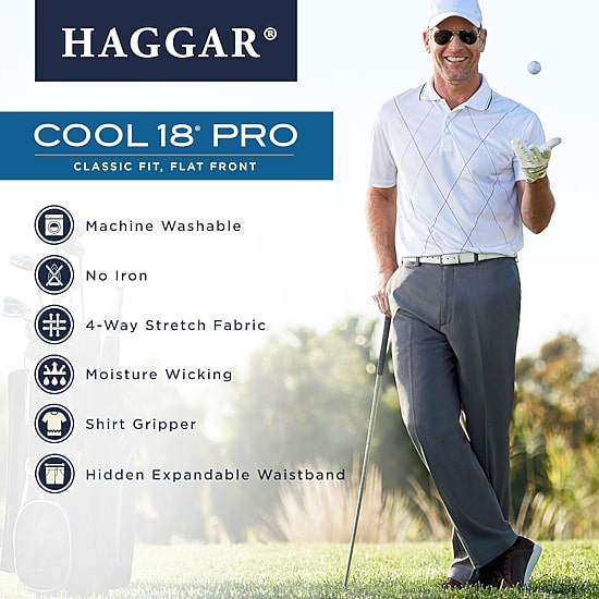 Haggar Cool 18 Pro Mens Classic Fit Flat Front Pant